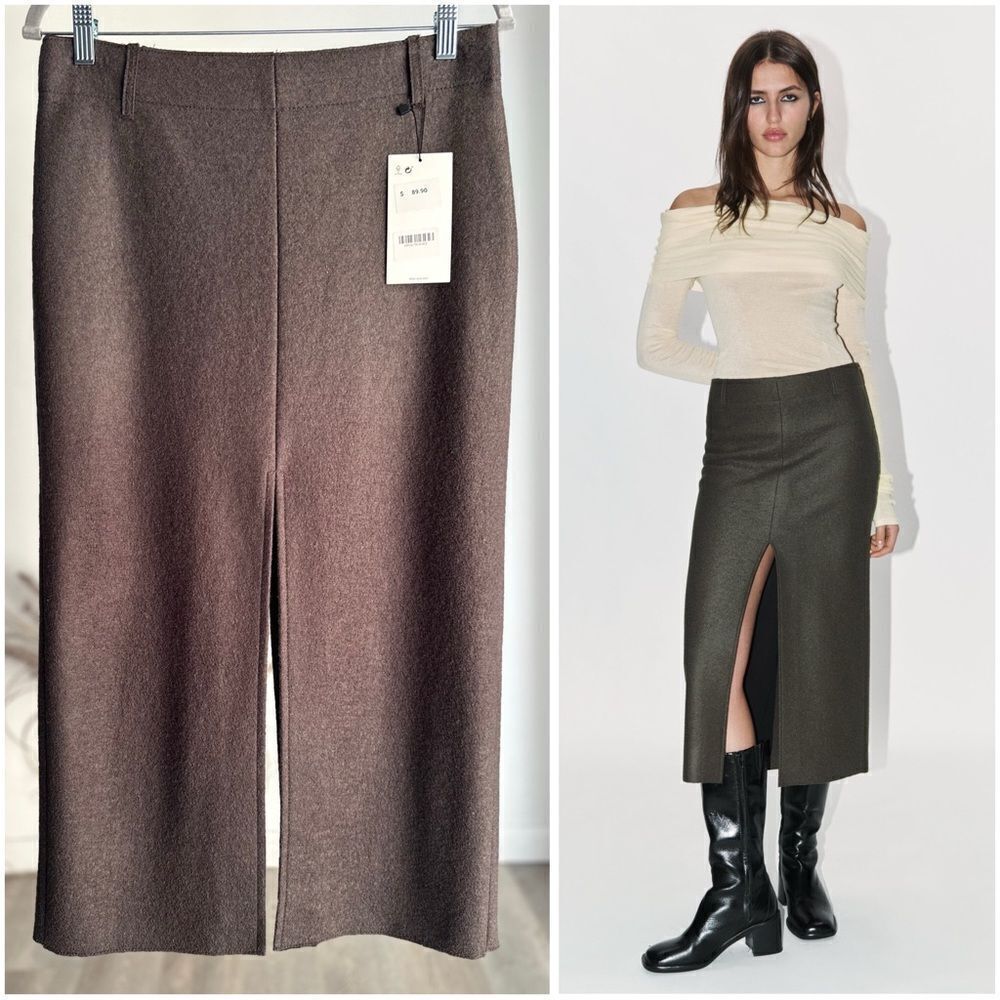 ZARA SLIT 100% WOOL SKIRT ZW COLLECTION